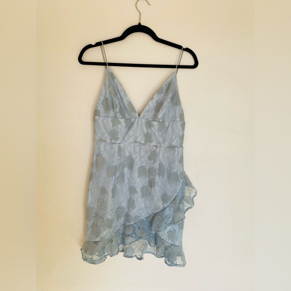 Showpo. Must Admit Mini Lace Dress in Blue - Picture 3 of 8